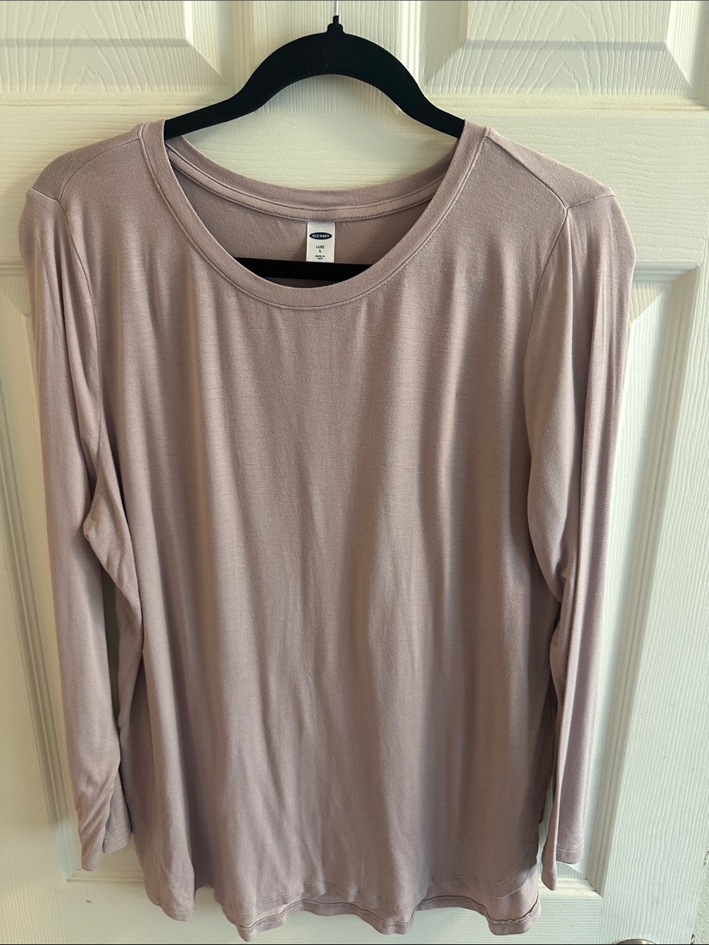 Old Navy Luxe Swing Long Sleeve Crewneck Top - Dusty Mauve